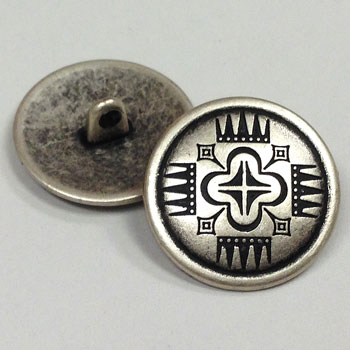 M-1110  Southwestern Style, Antique Silver Metal Button